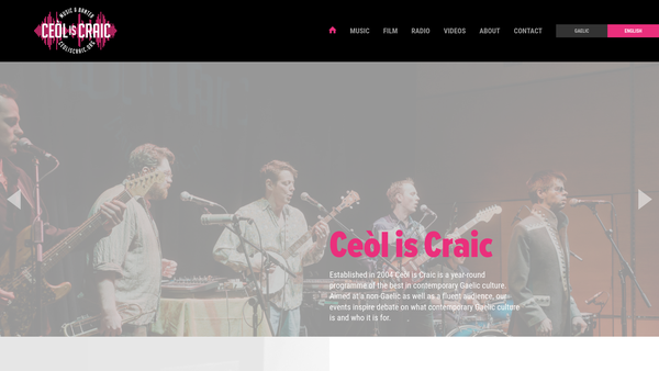 Screenshot of the Ceol is Craic website