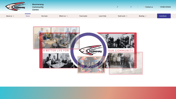 Screenshot of the Boomerang Community Centre [SCIO] website