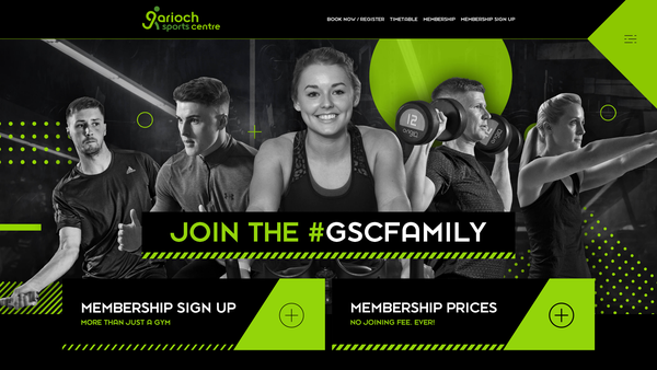 Screenshot of the Garioch Sports Centre website