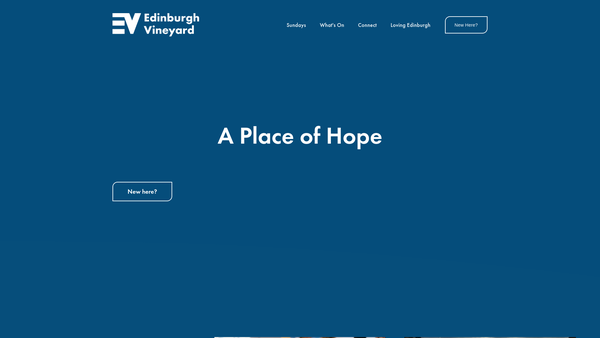 Screenshot of the Edinburgh Vineyard Church SCIO website