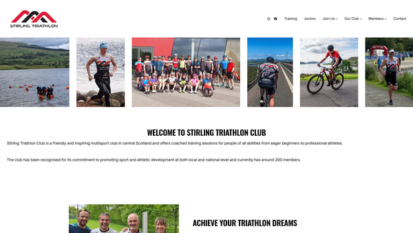 Screenshot of the Stirling Triathlon Club website