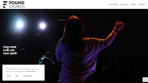 Screenshot of the Found Church UK website
