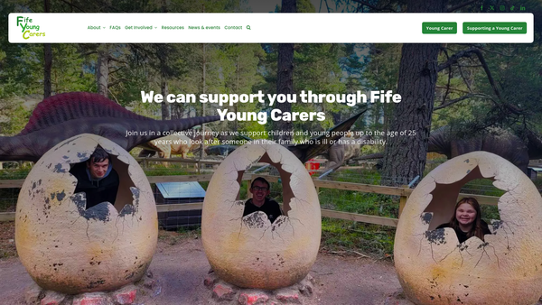 Screenshot of the Fife Young Carers SCIO website