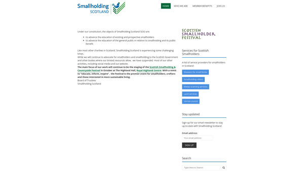 Screenshot of the Smallholding Scotland website