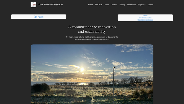 Screenshot of the Cove Woodland Trust SCIO website