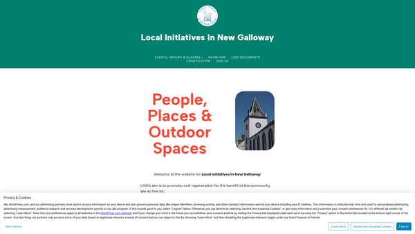 Screenshot of the Local Initiatives in New Galloway (LING) website