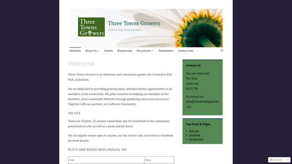 Screenshot of the Three Towns Growers website