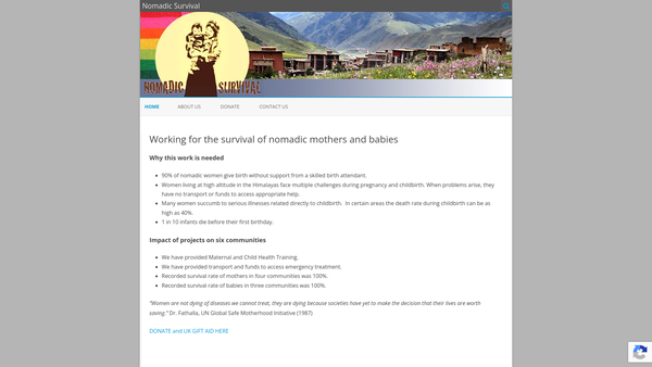 Screenshot of the Nomadic Survival Charity website