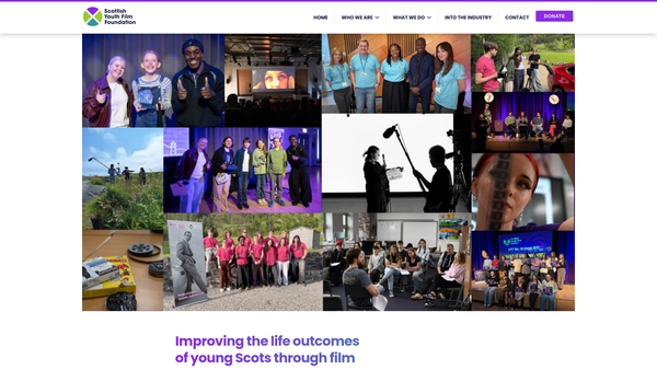 Screenshot of the Scottish Youth Film Foundation (SCIO) website