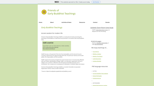 Screenshot of the Friends of Early Buddhist Teachings website