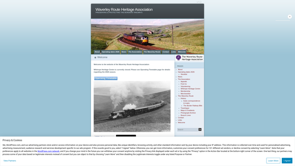 Screenshot of the Waverley Route Heritage Association website