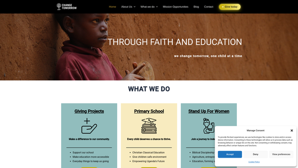 Screenshot of the Change Tomorrow website