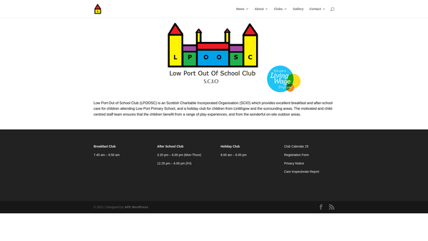 Screenshot of the Low Port Out of School Club SCIO website