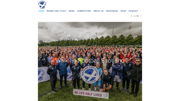 Screenshot of the Walking Football Scotland website