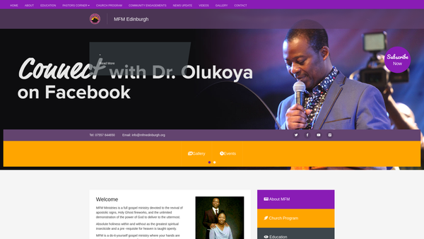 Screenshot of the MFM Edinburgh (Mountain of Fire and Miracle Edinburgh) website