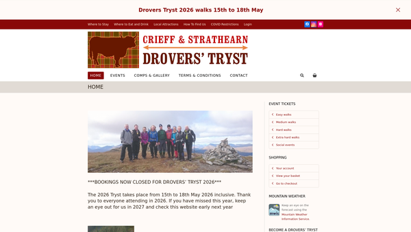 Screenshot of the Crieff & Strathearn Drovers Tryst website