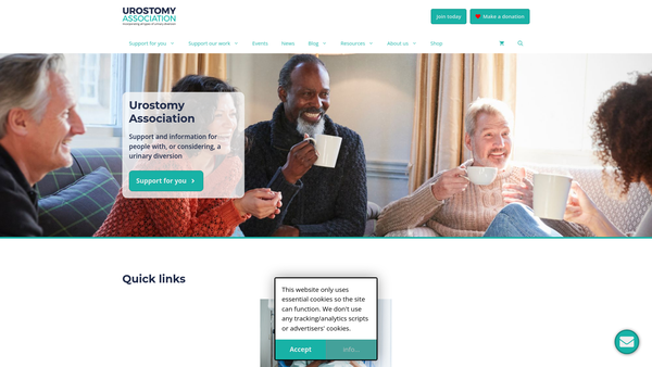 Screenshot of the Urostomy Association website