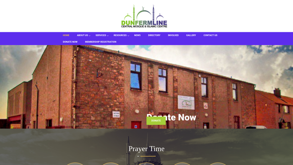 Screenshot of the Dunfermline Islamic Centre Limited website