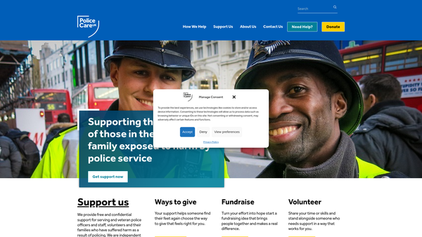 Screenshot of the Police Care UK website