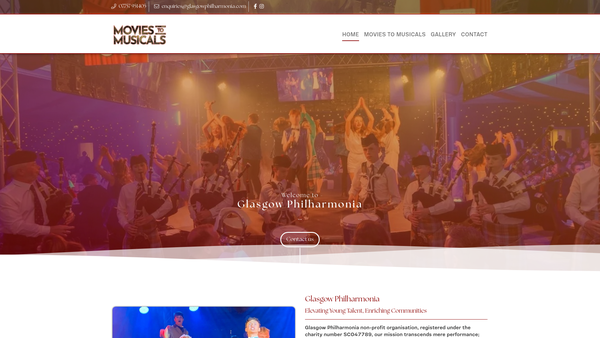Screenshot of the Glasgow Philharmonia SCIO website