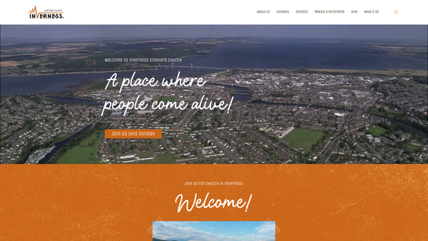 Screenshot of the Inverness Vineyard Church SCIO website
