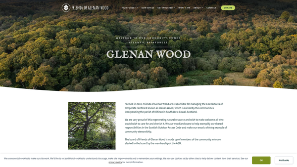 Screenshot of the Friends of Glenan Wood website
