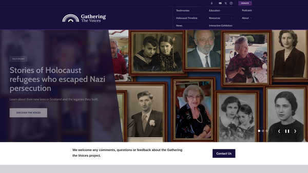 Screenshot of the The Gathering the Voices Association website