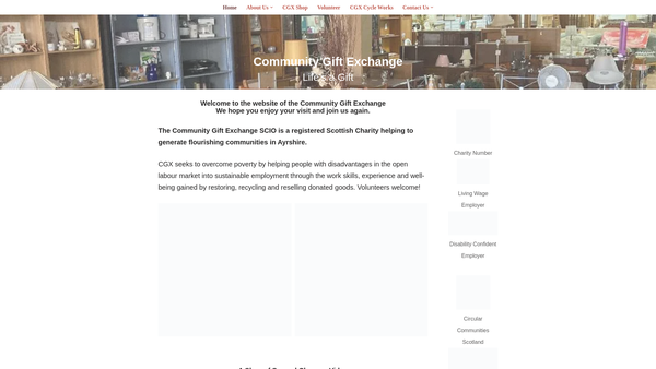 Screenshot of the Community Gift Exchange website
