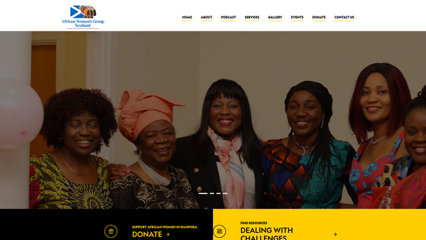 Screenshot of the African Womens Group Scotland SCIO website