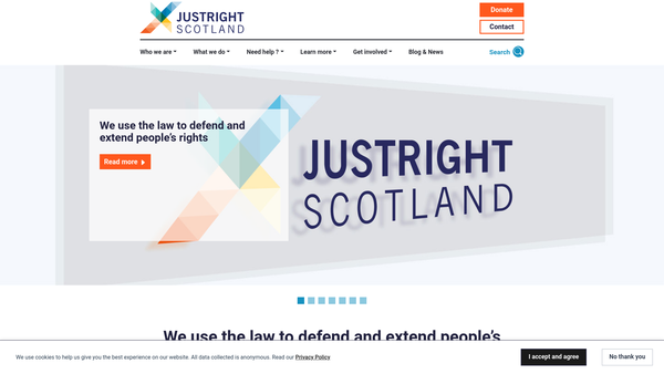 Screenshot of the JustRight Scotland website