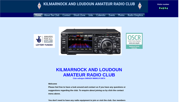 Screenshot of the Kilmarnock and Loudoun Amateur Radio Club website