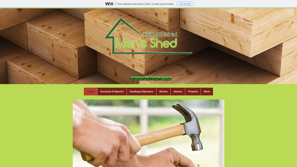 Screenshot of the Keith and District Men's Shed website