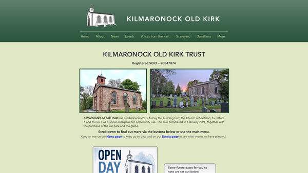 Screenshot of the Kilmaronock Old Kirk Trust website