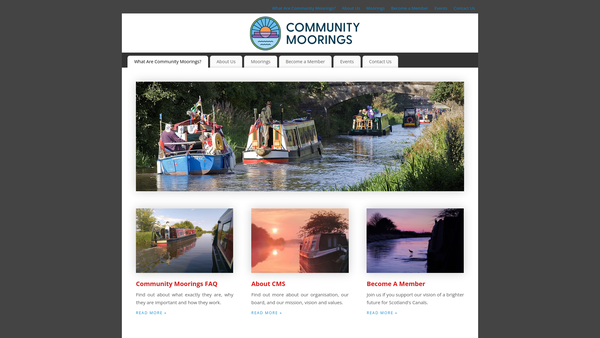 Screenshot of the Community Moorings Scotland website