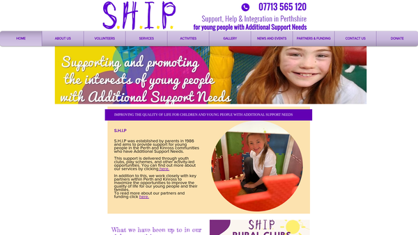 Screenshot of the Support, Help and Integration in Perthshire (SCIO) website