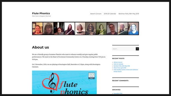Screenshot of the Flute Phonics website