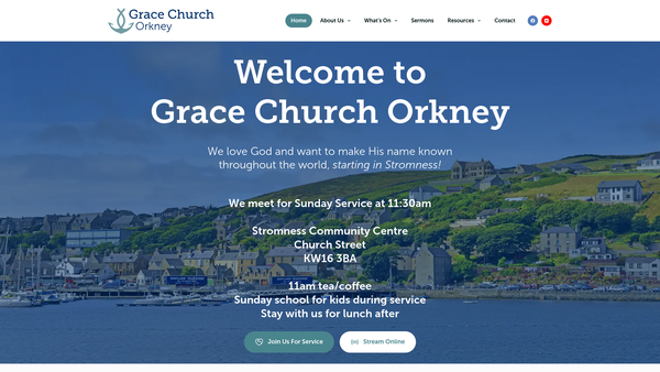 Screenshot of the Grace Church Orkney website