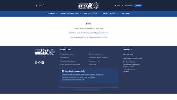 Screenshot of the The Banff Boys' Brigade Hall Trust website