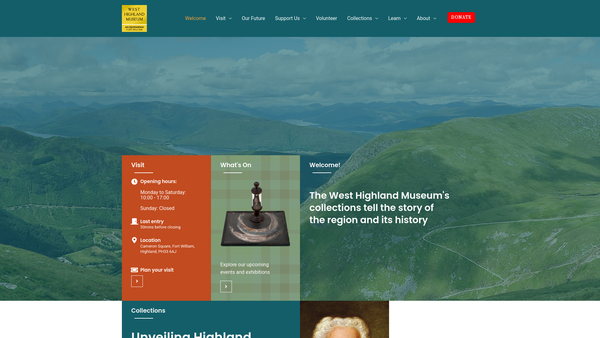 Screenshot of the West Highland Museum Trust website