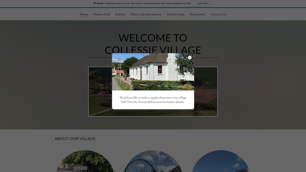 Screenshot of the Collessie Victory Hall website