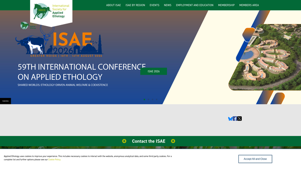 Screenshot of the The International Society for Applied Ethology(ISAE) website