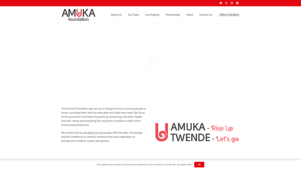 Screenshot of the Amuka Foundation website
