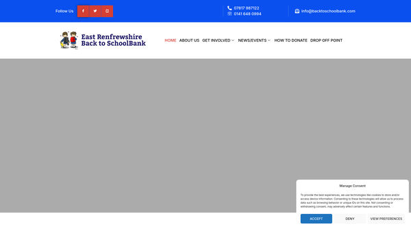 Screenshot of the Back to SchoolBank East Renfrewshire website