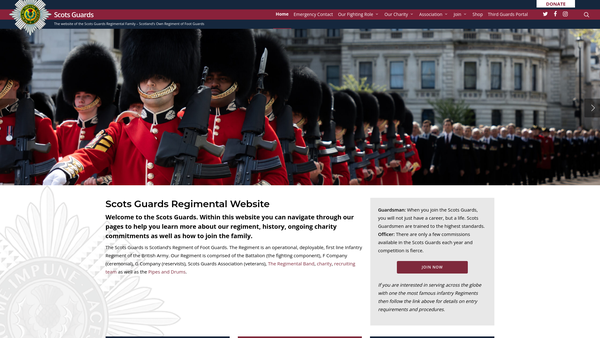 Screenshot of the The Scots Guards Charity website