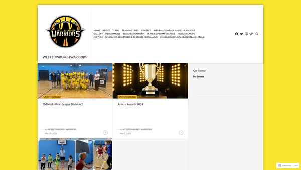 Screenshot of the West Edinburgh Warriors Basketball Club website