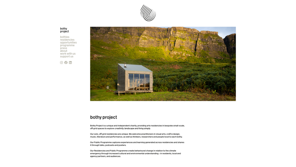 Screenshot of the Bothy Project website