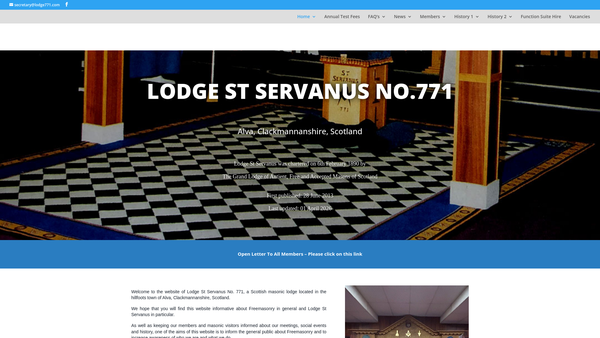 Screenshot of the Lodge St Servanus No. 771 Benevolent Fund website