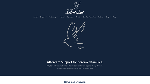 Screenshot of the Baby Loss Retreat website