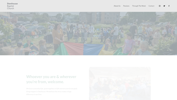 Screenshot of the Stenhouse Baptist Church website