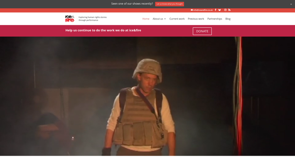 Screenshot of the Ice and Fire Theatre Company Limited website